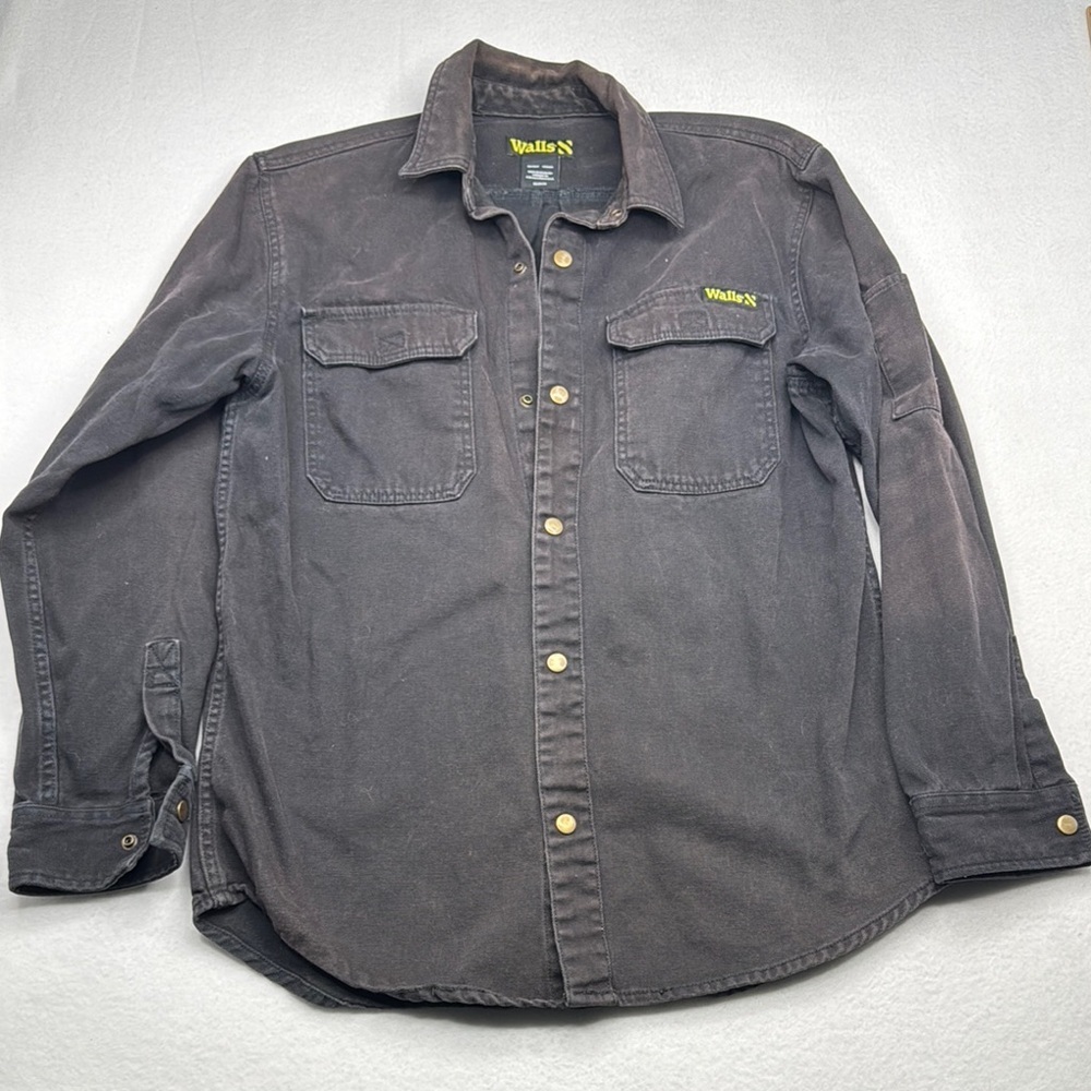Walls utility denim Jean shirt style jacket button down medium m black vintage